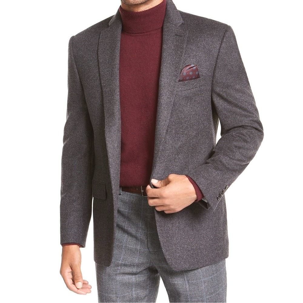 Lauren Ralph Lauren's Charcoal Grey silk Wool Cashmere-Blend Blazer 42 R